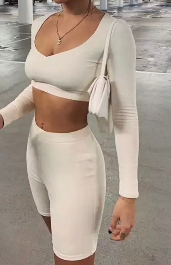 Solid Bodycon Long Sleeve Fashion Casual Two Piece Outfits