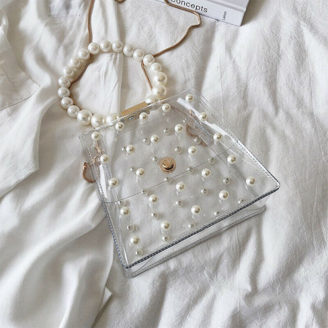 Transparent PVC Clear Pearl Handbag