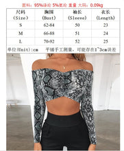 Load image into Gallery viewer, Snake Skin Print Crop Tank Tee Blouse Off Shoulder
