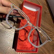 Load image into Gallery viewer, Vintage style clear lens glasses ladies luxury rhinestone design
