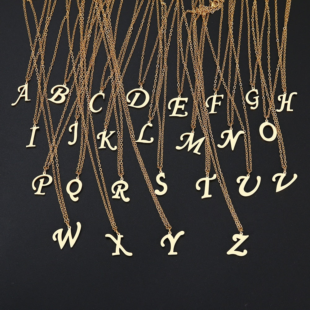 A-Z Alphabet Letter Pendant Necklaces  Glamour Jewelry