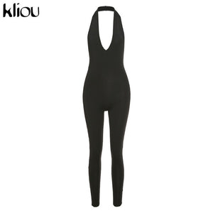 Halter v-neck fitness  jumpsuit