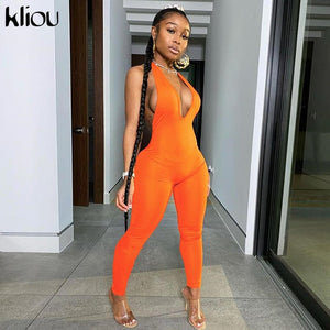 Halter v-neck fitness  jumpsuit