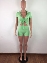 Load image into Gallery viewer, Chic Turn-Down Collars Tied-Front Playsuit
