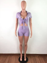 Load image into Gallery viewer, Chic Turn-Down Collars Tied-Front Playsuit
