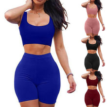 Load image into Gallery viewer, Two Piece Dress Crop Top Skirt Set  Sports Leisure
