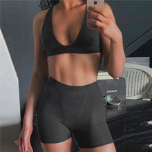 Load image into Gallery viewer, Sleeve V-Neck Sexy Crop Tank Top Biker Shorts 2 Piece Set
