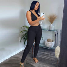 Load image into Gallery viewer, Sexy Rib Knit V Neck Crop Top and Leggings
