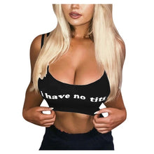 Load image into Gallery viewer, &quot;I Have No Tits&quot; Print Overlap Cross  Crop Tank Top
